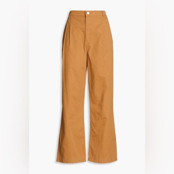 NWOT Frame Pleat Front Wide Leg High Rise Cotton Chino Pants in Camel $348 Sz 30 - Picture 8 of 16